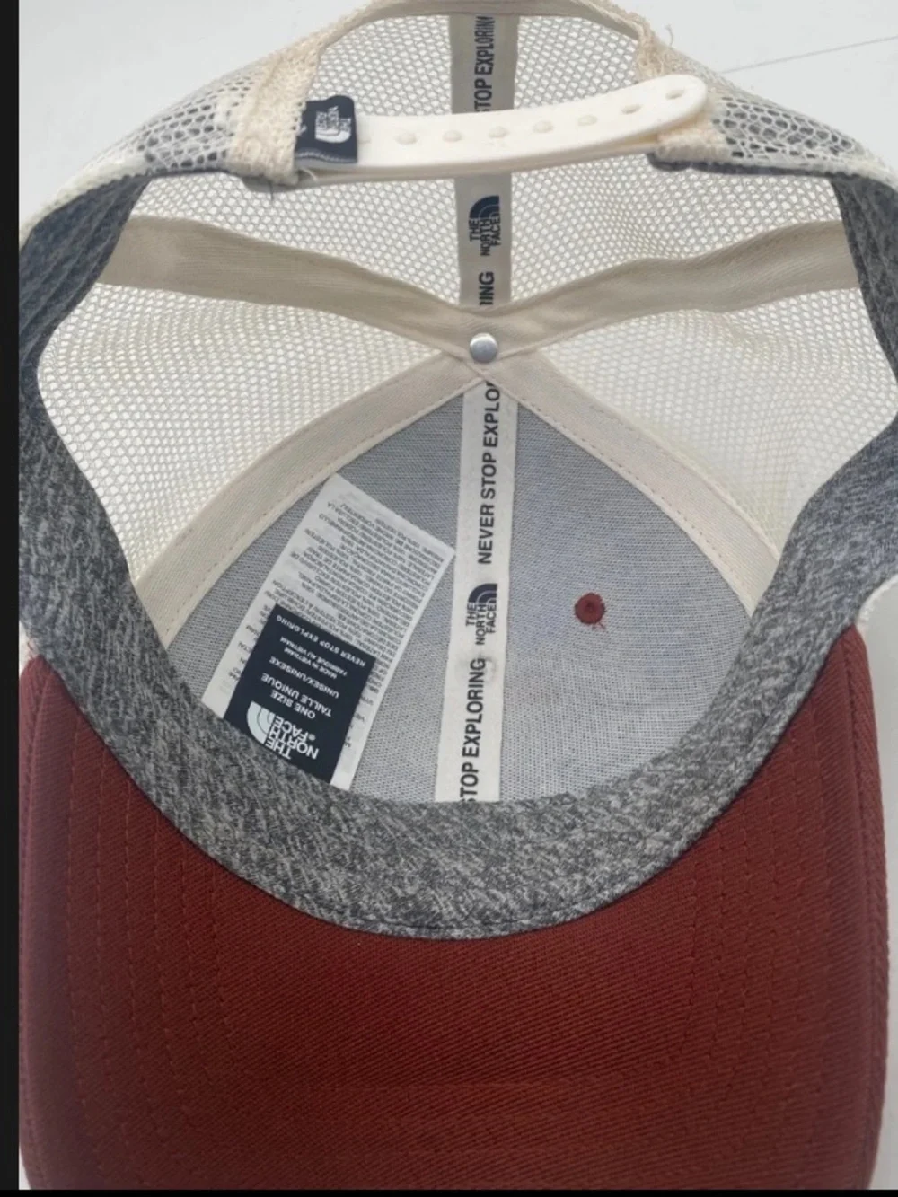 The North Face Rust Trucker Hat with Bear Mountain Embroidery
